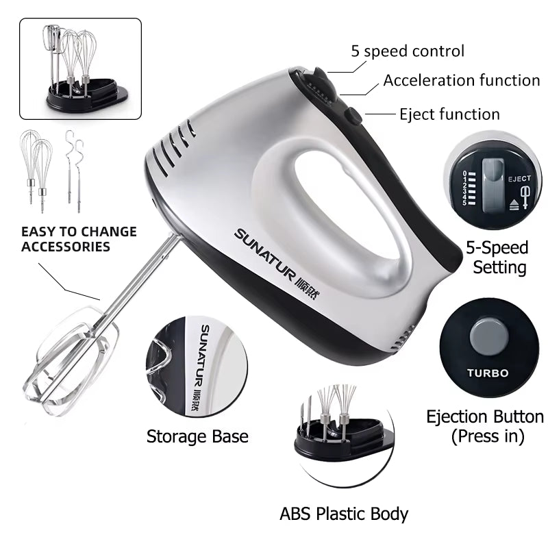 Hand Mixer 110-240V Blender 300W Electric Food Processor 3 in 1 Mixer Kitchen Appliances Machine Mixer for Baking