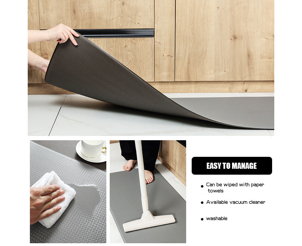 45*150CM Waterproof PVC Kitchen Mat Entrance Door Bathroom Mat PU Leather Bedside Floor Rug Non-Slip Kitchen Rug