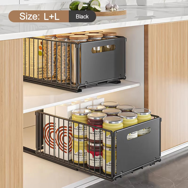 Kitchen Storage Rack Pull Out Cabinet Organizer Slide Drawer Storage Tray Seasoning Bottle Spice Storage Rack Kitchen Organizer