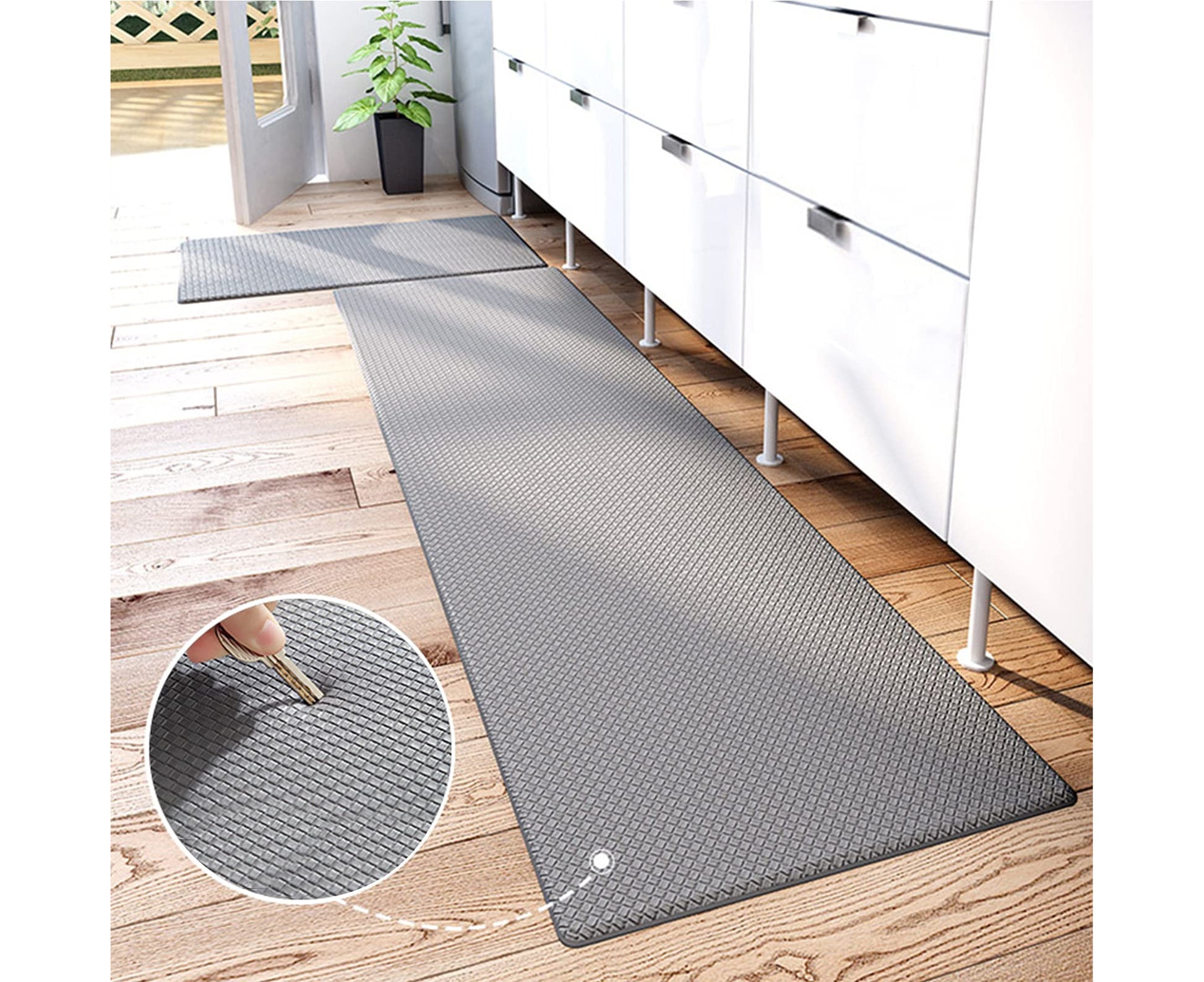 45*150CM Waterproof PVC Kitchen Mat Entrance Door Bathroom Mat PU Leather Bedside Floor Rug Non-Slip Kitchen Rug