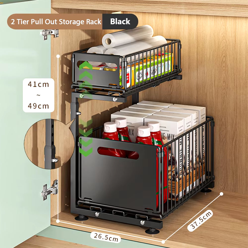 Kitchen Storage Rack Pull Out Cabinet Organizer Slide Drawer Storage Tray Seasoning Bottle Spice Storage Rack Kitchen Organizer