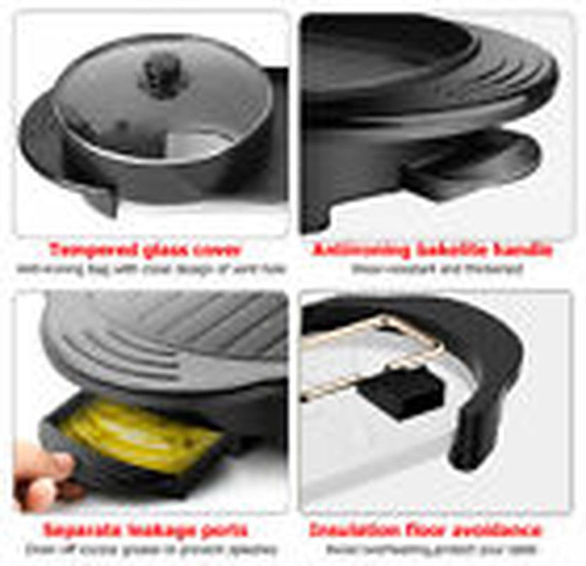 Electric 2 in 1 Hot Pot BBQ Oven Smokeless Barbecue Pan Grill Hotpot Machine AU