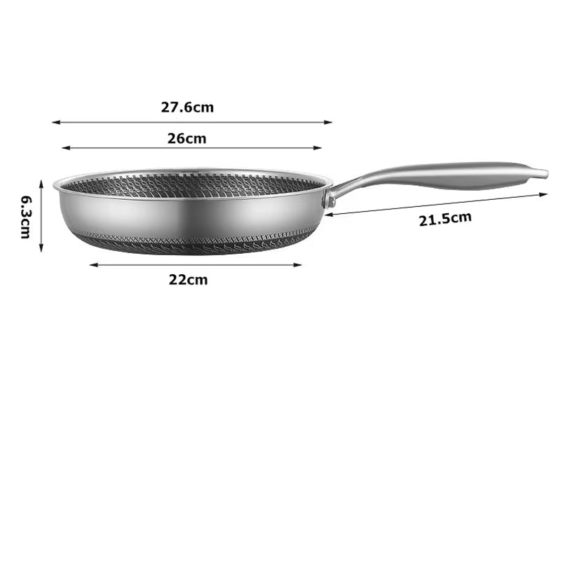 Stainless Steel Frying Pan Nonstick Honeycomb Fry Pan with Lid Induction Ceramic Electric Gas Cooktops Compatible KC0480